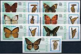 VIETNAM Papillons, Insectes Non Dentele (yvert N° 949/53) **  MNH Imperforate - Schmetterlinge