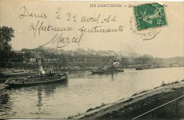 ILE St DENIS (93) - Le Quai Avec Les Remorqueurs En Action - L'Ile Saint Denis