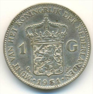 NETHERLANDS,  1 GULDEN 1931 , UNCLEANED SILVER COIN - 1 Florín Holandés (Gulden)