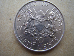 KENYA 1969  FIFTY CENTS   KENYATTA Copper-Nickel  USED COIN In GOOD CONDITION. - Kenia