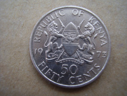 KENYA 1975  FIFTY CENTS   KENYATTA Copper-Nickel  USED COIN In  VERY GOOD CONDITION. - Kenia