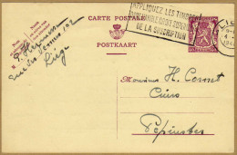 Carte Entier Postal Liège Pépinster + Flamme - Postkarten 1934-1951