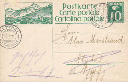 Switzerland Postal Stationery Ganzsache Entero TRUBSCHACHEN 1924 To ALPTHAL B/ Einsiedln DAVOS Cachet (2 Scans) - Interi Postali