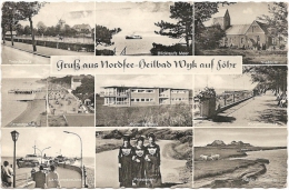 D - SH - Gruss Aus Nordsee-Heilbad Wyk Auf Föhr - Mehrbildkarte : Nieblum, Kurmittelhaus, Friesinnen, Hallig Langenese - Föhr