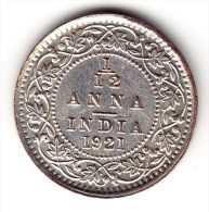 @Y@      INDIA  1/12 Anna 1921  Zilver Plated    (2642) - Inde