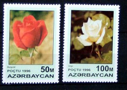 2 Timbres** Neuf  //  2 Good Stamps Very Fine MNH! Azerbaidjan Azerbaycan - Fleur Rose - 1996 - Azerbeidzjan