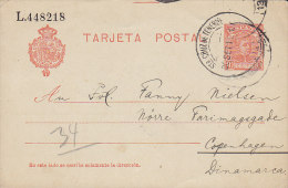 Spain Postal Stationery Ganzsache Enteri Alfons XIII. SANTA CRUZ De TENERIFE 1911 To Denmark (2 Scans) - 1850-1931