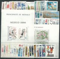 Monaco Année Complète Timbres Poste  1986 Du N° 1510 Au N° 1561  XX, Les 52  Valeurs Sans Charnière TB - Komplette Jahrgänge