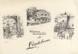 LINDEBOOM - Hotel Restaurant - 2 Scans  (VINTAGE POSTCARD) - Tilburg
