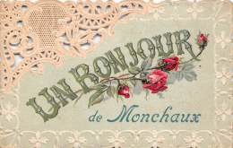 Montchaux   76   Un Bonjour De... Fantaisie Gaufrée Avec Roses - Autres & Non Classés