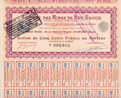 ACTION DE 500 FRANCS - SOCIETE DES MINES DE BOU - SKOUR - MAROC - Mines