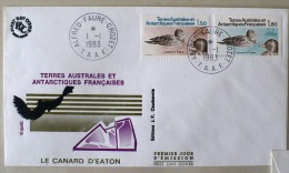 TAAF CANARDS, Canard, Duck, Pato, Yvert N°97/98, Sur FDC, Enveloppe 1er Jour. 01/01/1983 - Entenvögel