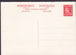 Finland Postal Stationery Ganzsache Entier 15 M Wappenlöwe Lion Arms Résponse Payée Unused - Entiers Postaux