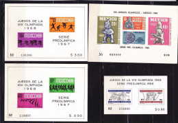 4 Souvenir Sheets Pre-1968 Olympics All MNH - Messico