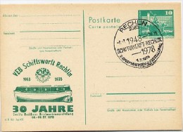 DDR P79-16a-78 C66-a Postkarte PRIVATER ZUDRUCK Schiffswerft Rechlin Sost. 1978 - Cartes Postales Privées - Oblitérées