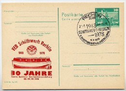 DDR P79-16c-78 C66c Postkarte PRIVATER ZUDRUCK Braunrot Schiffswerft Rechlin Sost.1978 - Private Postcards - Used