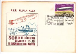 Romania   ; 1981 ; 50 Years After The Meeting Airship LZ-127 Graf Zeppelin With Icebreaker Malighin ; Special Cancell. - Evenementen & Herdenkingen