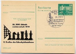 DDR P79-2-79 C78 Postkarte PRIVATER ZUDRUCK Schach-Meisterschaft Suhl Sost. 1979 - Cartes Postales Privées - Oblitérées