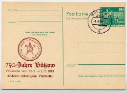 DDR P79-13a-79 C89-a Postkarte PRIVATER ZUDRUCK 750 J. Bützow Stpl. 1979 - Cartes Postales Privées - Oblitérées