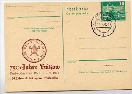 DDR P79-13a-79 C89-a Postkarte PRIVATER ZUDRUCK DRUCKVERSCHIEBUNG 750 J. Bützow Stpl. 1979 - Cartes Postales Privées - Oblitérées