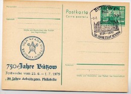 DDR P79-13d-79 C89-d Postkarte PRIVATER ZUDRUCK 750 J. Bützow Sost. Rathaus 1979 - Cartoline Private - Usati