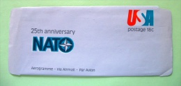 USA 1974 Aerogramme - 18c Air Mail - NATO OTAN - Unused - 1961-80