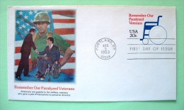 USA 1983 FDC Stationery Stamped Cover Portland - 20c - Remember Our Paralized Veterand - Wheel Chair Soldier Flag - 1961-80
