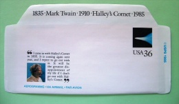 USA 1985 Aerogramme - 36c - Halley Comet Mark Twain Steam Boat - Unused - 1961-80