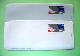 USA 1991 Aerogrammes - Two Different Colors - 2 X 45c - Eagle - Unused - 1961-80