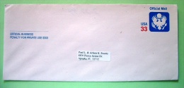 USA 2000 Official Stationery Stamped Cover - 33c - Eagle - Sent To Apopka FL - 1961-80