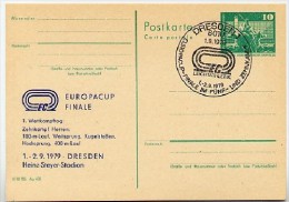 DDR P79-18-79 C93 Postkarte PRIVATER ZUDRUCK Europa-Cup Zehnkampf Dresden Sost. 1979 - Cartes Postales Privées - Oblitérées