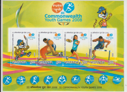 India  2008  Commonwealth Games  Badminton  Wrestling  4v  Souvenir Sheet # 62502  Inde Indien - Badminton