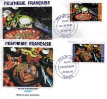 2 Plis De Polynésie  ((Plats Polynésiens )) En 1° Jour Du 20/5/1986 )) - FDC