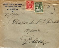 1451  Carta  Barcelona 1932 Sello Recargo Barcelona - Barcelona