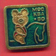 F330 / SPORT - Equestrian - Horses - Hippisme - MISHA BEAR  - 1980 Summer XXII Olympics Games Moscow - Russia  Badge Pin - Sonstige