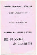 THEATRE MINICIPAL D'ANZIN  SAISON 1941 1942 - Teatro & Disfraces