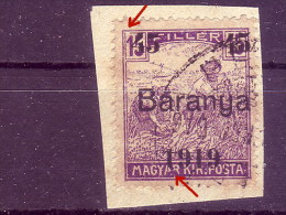 HARVESTERS-45 ON 15 FIL-OVERPRINT-BARANYA-ERROR-YUGOSLAVIA-HUNGARY-1919 - Baranya