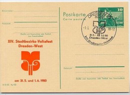 DDR P79-11-80 C112 Postkarte PRIVATER ZUDRUCK Volksfest Dresden Sost. 1982 - Cartoline Private - Usati