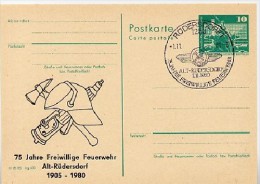 DDR P79-28-80 C126 Postkarte PRIVATER ZUDRUCK Feuerwehr Rüdersdorf Bei Berlin Sost.1980 - Cartes Postales Privées - Oblitérées