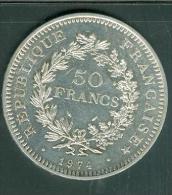 Pièce  Hercule 50 Francs Argent Année 1974 ,-  Pic2102 - 50 Francs