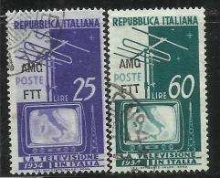 TRIESTE A 1954 AMG - FTT ITALIA ITALY OVERPRINTED TELEVISIONE SERIE COMPLETA BLOCK COMPLETE SET USATO USED OBLITERE' - Poste Exprèsse