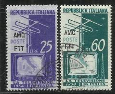 TRIESTE A 1954 AMG - FTT ITALIA ITALY OVERPRINTED TELEVISIONE SERIE COMPLETA BLOCK COMPLETE SET USATO USED OBLITERE' - Posta Espresso