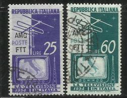 TRIESTE A 1954 AMG - FTT ITALIA ITALY OVERPRINTED TELEVISIONE SERIE COMPLETA BLOCK COMPLETE SET USATO USED OBLITERE' - Express Mail
