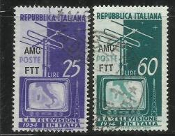 TRIESTE A 1954 AMG - FTT ITALIA ITALY OVERPRINTED TELEVISIONE SERIE COMPLETA BLOCK COMPLETE SET USATO USED OBLITERE' - Express Mail