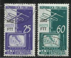 TRIESTE A 1954 AMG - FTT ITALIA ITALY OVERPRINTED TELEVISIONE SERIE COMPLETA BLOCK COMPLETE SET USATO USED OBLITERE' - Eilsendung (Eilpost)