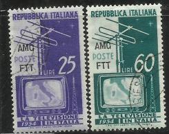 TRIESTE A 1954 AMG - FTT ITALIA ITALY OVERPRINTED TELEVISIONE SERIE COMPLETA BLOCK COMPLETE SET USATO USED OBLITERE' - Posta Espresso