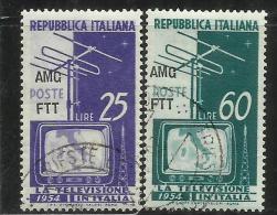 TRIESTE A 1954 AMG - FTT ITALIA ITALY OVERPRINTED TELEVISIONE SERIE COMPLETA BLOCK COMPLETE SET USATO USED OBLITERE' - Poste Exprèsse