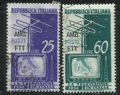 TRIESTE A 1954 AMG - FTT ITALIA ITALY OVERPRINTED TELEVISIONE SERIE COMPLETA BLOCK COMPLETE SET USATO USED OBLITERE' - Eilsendung (Eilpost)