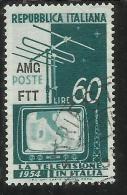 TRIESTE A 1953 AMG - FTT ITALIA ITALY OVERPRINTED TELEVISIONE LIRE 60 USATO USED - Eilsendung (Eilpost)