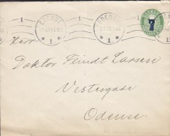 Denmark Postal Stationery Ganzsache Entier 7 Auf 5 Ø Wertziffer M. Krone Und Ähren ODENSE 1919 (2 Scans) - Interi Postali